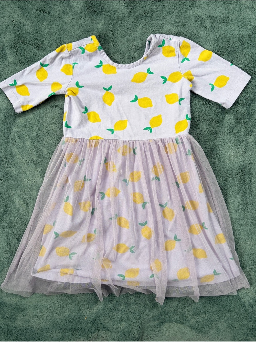 Hanna Andersson Lavender Lemon Print Dress - Yellow & Green Accents
